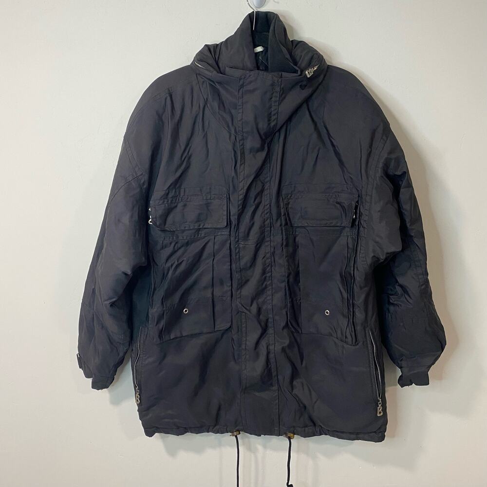 Bogner Men's Parka Cargo‎ Coat Vintage Black Size 40 Oversized Boxy Fit Mountain